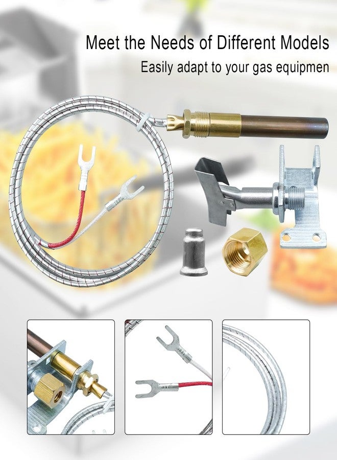 PNYZIK Pilot Burner and Thermopile Assembly for NG/LPG Applications, 3-Way Flame Pattern Pilot Burner with 36 inch Aluminum 250-750 MV Thermopile for New Deep Fryer - Image 5